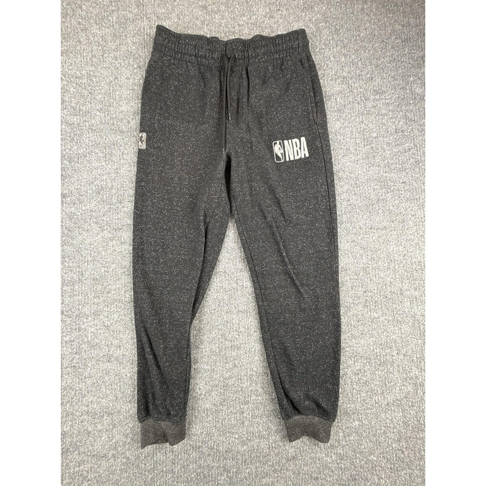 NBA Pants Mens Medium Black Speckled Basketball Jogger Sweatpants Fleece Logo